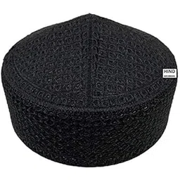hind arabian ISLMIC Cap Pakistani TOPI NAMAZ TOPI Muslim PARYER Cap Black (22 INCH)-picture-11
