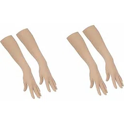 hind home Ladies Full Hand Gloves and Sun Protection Beige Gloves Women ( Pack Of 2 )-picture-34