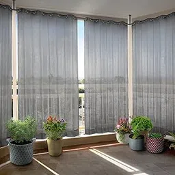 HIPPO 150 GSM Outdoor Sun Blocking Balcony Eyelet/Grommet Curtains Sun & UV Protection, Light Filtering 4.5FTX9FT Long Door Curtain (Grey)-picture-32