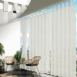 HIPPO 230 GSM Outdoor Sun Blocking Balcony Tab-Top Curtains Sun & UV Protection, Light Filtering 3FTX8FT Door Curtain (Arctic-White)-picture-14