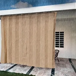 HIPPO 260 GSM Waterproof Plastic Outdoor Balcony Curtain Sun & Rain Protection, Long Door Curtain (4.50FTX9.00FT, 2IN1 Bamboo-Mocha, 2 PC)-picture-28