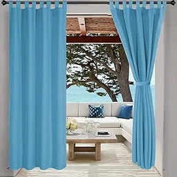 HIPPO Polyester Waterproof Rain Protection Curtains for Outdoor Balcony UV & Sun Protection Curtain (4.5FTX7.5FT, WR-Azure, Pack of 2)-picture-24