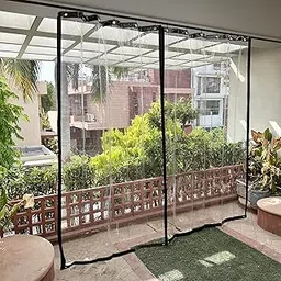 HIPPO Premium Outdoor Transparent PVC Waterproof Rain Curtain with Rust-Proof Eyelet for Balcony, Ac, Dust Protection (4.5X8.0FT, Pack of 1)-picture-16
