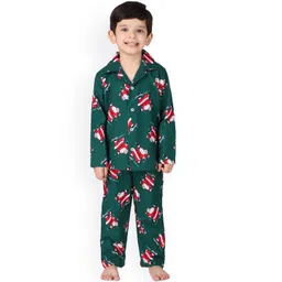 Hippodrome Kids Green Winter Flannel Christmas Skating Santa Claus Night Suit-picture-22