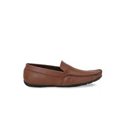 Hirels Men Brown Perforated Leather Loafers image 4