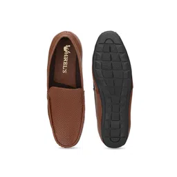 Hirels Men Brown Perforated Leather Loafers image 3