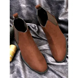 Hirels Men Brown Solid Chelsea Boots-picture-15