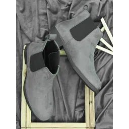 hirels Men Grey Suede Chelsea Boots-picture-37