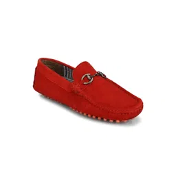 Hirels Men Red Suede Driving Shoes-picture-10