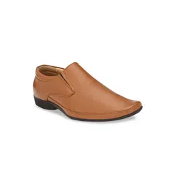 Hirels Men Tan Brown Solid Leather Formal Slip-Ons-picture-26