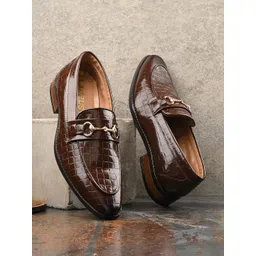 Hirels Men Textured Buckled Formal Loafers-picture-32