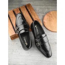 Hirels Men Textured Buckled Formal Loafers-picture-23