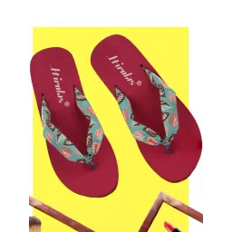 Hirolas Women's Fuchsia Wedge Flip Flops-picture-27