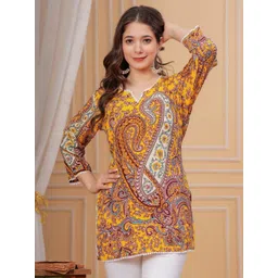 HISHAM Printed V-Neck Pure Cotton Kurti-picture-29