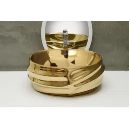 hisre Basin For Bathroom Jinbio ceramic Wash basin Luxurious Beutyfull Table Top Bathroom Sink (19 x 14.5 x 5 Inch), Style - 4 Table Top Basin-picture-16