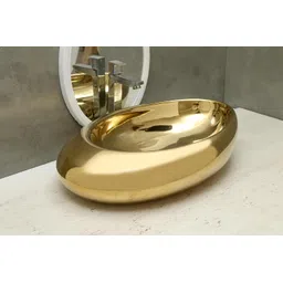 hisre Countertop Ceramic Bathroom Sink Oval Shape Wash Basin (24 x 16 x 5.5 Inch) (Style - 1) G2603 Table Top Basin-picture-14