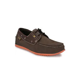 Hitz Men Brown Leather Boat Shoes-picture-23