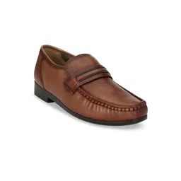 Hitz Men Brown Solid Leather Formal Comfort-Fit Loafers-picture-25