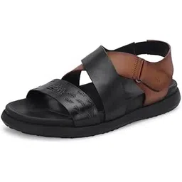 hitz Men's Black Leather Casual Open Toe Sandals-picture-25
