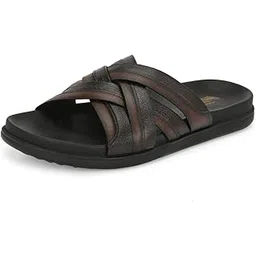hitz Men's Brown Leather Casual Sandals-picture-13