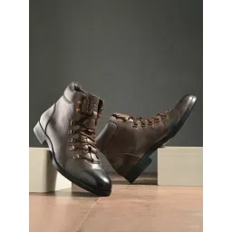Hitz Luxure Men's Brown Derby Boots-picture-18