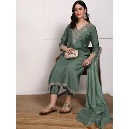 HIVA TRENDZ Women Ethnic Motifs Embroidered Kurta with Trousers & Dupatta-picture-21