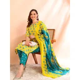 HIVA TRENDZ Women Ethnic Motifs Printed Kurta with Trousers & Dupatta-picture-29