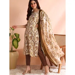 HIVA TRENDZ Women Ethnic Motifs Printed Kurta with Trousers & Dupatta-picture-16