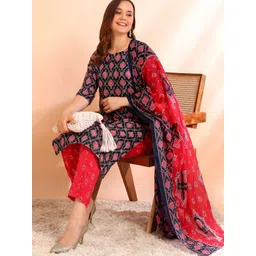 HIVA TRENDZ Women Ethnic Motifs Printed Regular Kurta with Trousers & Dupatta-picture-30