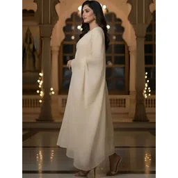 HIVA TRENDZ Women Ethnic Motifs Tiered Thread Work Kurta with Trousers & With Dupatta image 3