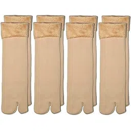 hivata Socks Perfect Outlet Winter Woolen Fleece Fur | Ankle Length Thermal Thumb Socks, 100% Warm Super Hot for Women | Velvet Pile Lined Socks For Women & Girls Free Size (Pack of 4) in Skin Color-picture-26