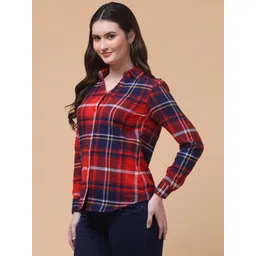 hive91 Women Regular Fit Checkered Curved Collar Casual Shirt-picture-11