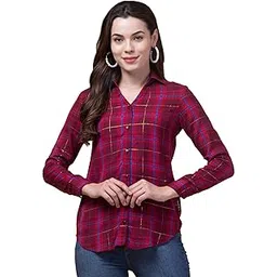 hive91 Women’s Check Shirt | Collared Neck, Full Sleeves, Casual Checked Button-Down Shirt-picture-30