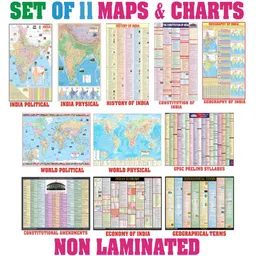 hivex publication Complete set of UPSC Maps & Charts | set of 11 | India & World Map ( Both Political & Physical ) with Constitution of India, Constitutional Amendments, Indian History, Indian Economy, Geographical Terms, Geography of India, and UPSC Prelims Syllabus Chart | NON LAMINATED Fine Art Print-picture-5