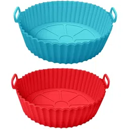 hiyan Reusable Baking Tray | Silicone Air Fryer Basket & Baking Tray | 2 Pcs Air Fryer-picture-16