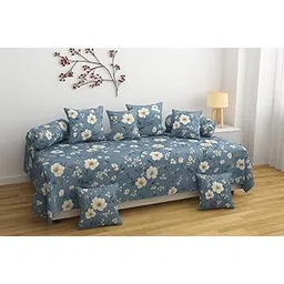 hiyanshi home furnishing HIYANSHI HOME FURNISHING® Premium Cotton Diwan Set 8 Pieces,1 Single bedsheet Size 60x90inch, 5 Cushions 16 x 16 inch Covers with Zip and 2 Bolster Covers (Design-6, Diwan Bedsheet 60 x90 inches)-picture-11