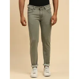 HJ HASASI Light Olive Cotton Slim Fit Jeans-picture-11