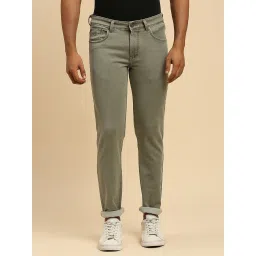 HJ HASASI Light Olive Cotton Slim Fit Jeans image 1