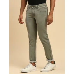 HJ HASASI Light Olive Cotton Slim Fit Jeans image 3