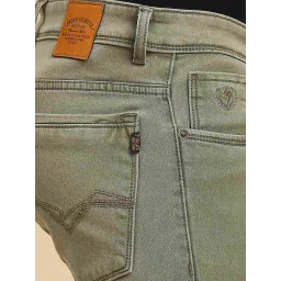 HJ HASASI Light Olive Cotton Slim Fit Jeans image 5