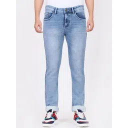 HJ HASASI Men Blue Low Distress Light Fade Stretchable Jeans-picture-36