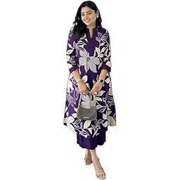 hkv Women's Pure Cotton Printed Ethnic Wear Straight Kurta Set with Palazzo Pants-picture-34