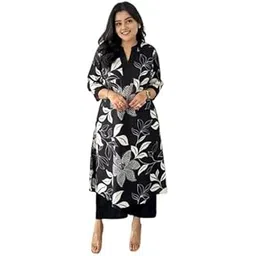 hkv Women's Pure Cotton Printed Ethnic Wear Straight Kurta Set with Palazzo Pants-picture-30