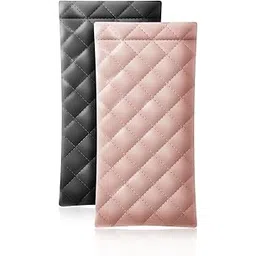 hkzzy Leather Eyeglass Cases 2 Pack Portable Sunglasses Cases Squeeze Top PU Glasses Pouch Travel Soft Trinket Organizer Bags-picture-19