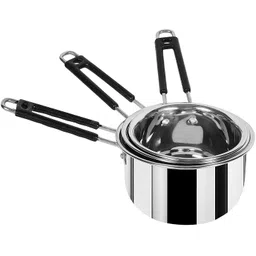 hm evotek Stainless Steel Sauce Pan Milk Boiler Cookware with Handle 2, 1.5 &1 liter K1 4.3 inch, 5.9 inch, 6.6 inch Lid, Pack of 3-picture-16