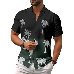 hmkm Nareli Print Cotton Multi-Coloured Short Sleeve Button Down Beach Outfits for Men Shirt-picture-28