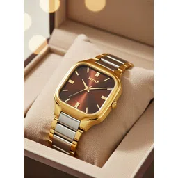 hmt dlx Elegant Series Square Analog Quartz For Men/Boys Analog Watch - For Men HM-1865-Brown-picture-11