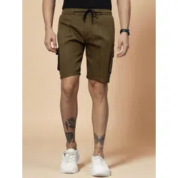 HO BINDAASS Men Mid-Rise Regular Fit Cotton Cargo Shorts-picture-10