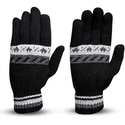 hoc Geometric Print, Self Design, Printed Winter Women Gloves-picture-27