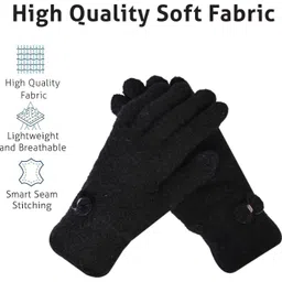 hoc Solid, Self Design Winter Women Gloves image 2